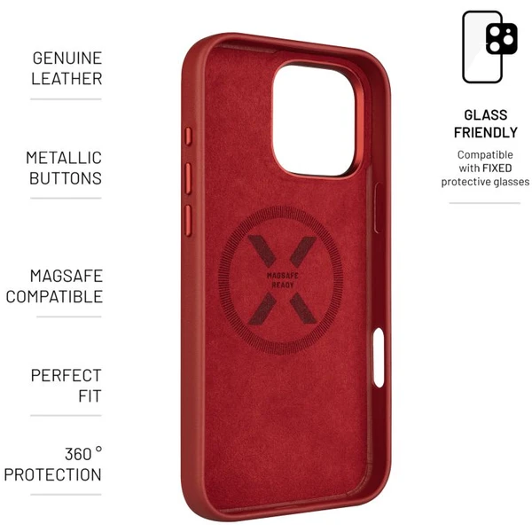 FIXED MagLeather kožený kryt s MagSafe Apple iPhone 16 Pro Max červený - Puzdra - Obrázok eecb226642374f5ba1bf14cdf372c8c5