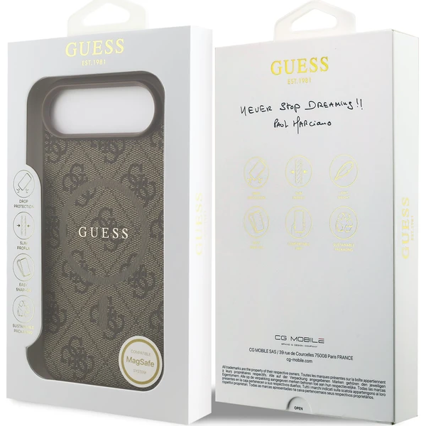 Guess PU Leather 4G Colored Ring MagSafe Zadný Kryt pre iPhone Air hnedý - Puzdra - Obrázok ef06b0dc35d740d2aee196f698d02cfa