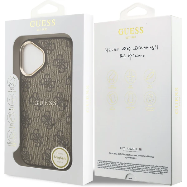 Guess PU Leather 4G Gold Frame MagSafe kryt iPhone 17 hnedý - Puzdra - Obrázok ef0b8b9d99f443259239750bebceeba4