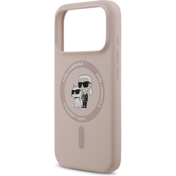 Karl Lagerfeld Liquid Silicone Karl a Choupette MagSafe kryt iPhone 17 Pro ružový - Puzdra - Obrázok ef0ba148dfbb4b798bd11968dd978b28