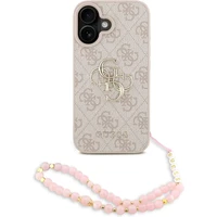 Guess PU 4G Metal Logo Strap kryt iPhone 16 ružový - Puzdra
