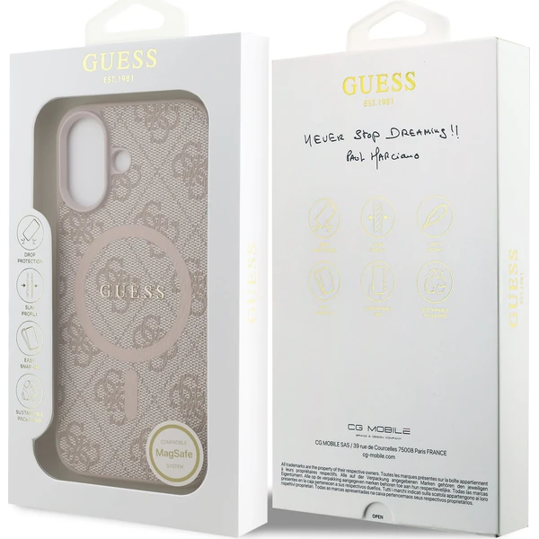 Guess PU Leather 4G Colored Ring MagSafe Zadný Kryt pre iPhone 17 ružový - Puzdra - Obrázok ef66f0657a1640edbaefa4dd647ab361