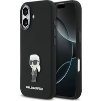 Karl Lagerfeld Liquid Silicone Metal Ikonik kryt iPhone 17 čierny - Puzdra