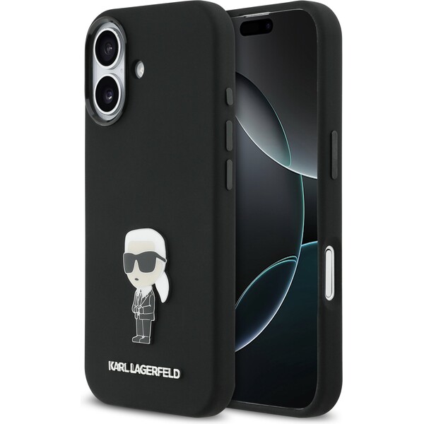 E-shop Karl Lagerfeld Liquid Silicone Metal Ikonik kryt iPhone 17 čierny