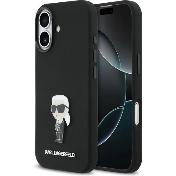 Karl Lagerfeld Liquid Silicone Metal Ikonik kryt iPhone 17 čierny - Puzdra - Hlavný obrázok