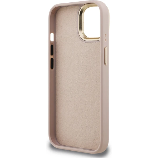 Guess PU 4G Metal Logo Stand Camera Frame kryt iPhone 15 ružový - Puzdra - Obrázok efb7e364c7434a1782033f714c33ccc4