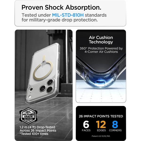 Spigen Ultra Hybrid MagSafe kryt iPhone 18 Pro/17 Pro clear gold - Puzdra - Obrázok efc29a51aa324ad98afbf3e3c71933f3