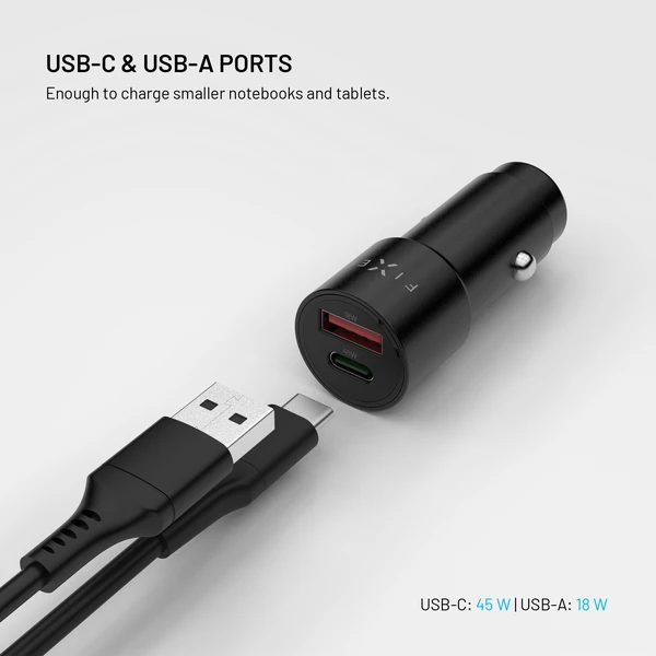 FIXED (63W) autonabíječka s USB-C/USB-A, PD 3.0, černá - Nabíjačky - Obrázok efd64836a45a41feb3554fbf3eb2b256