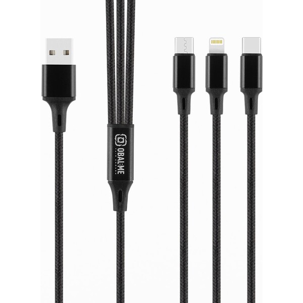 E-shop OBAL:ME 3v1 AllConnect Rýchlonabíjací napájací kábel 12W 1,2m čierny