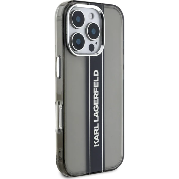 Karl Lagerfeld IML Stripe Logo kryt iPhone 16 Pro Max čierny - Puzdra - Obrázok f00212d83eea40a88c2909d3d56e15a6