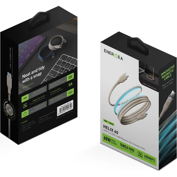 ENERGEA Helix 60W USB-C magnetický kábel (480Mbps), 1,5 m, prírodný titán - Káble a redukcie - Obrázok f0466ef58c134691bb2519e7e6352714