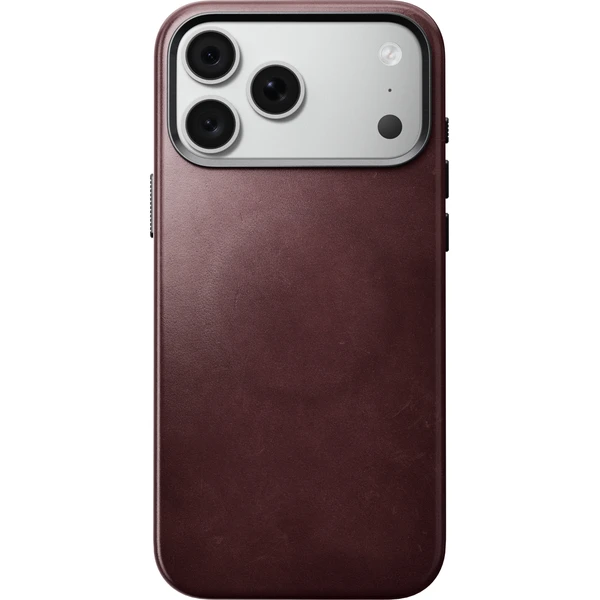 Nomad Traditional Leather (Horween) MagSafe kožený kryt iPhone 17 Pro Max/18 Pro Max Burgundy - Puzdra - Obrázok f05f986cba1a41009fff9b3930fa66ca