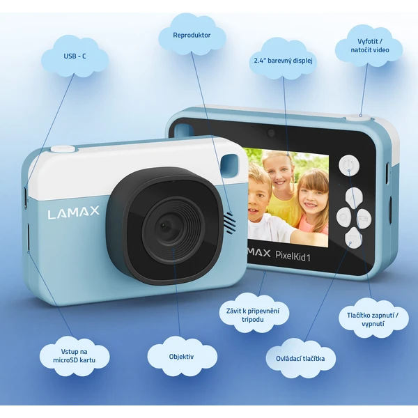 LAMAX PixelKid1 detský fotoaparát modrý - Fotoaparáty - Obrázok f06599f615344cbea4b9e8a69980f4b2