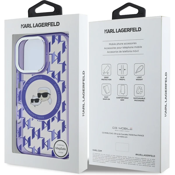 Karl Lagerfeld IML Monogram K&CH Heads MagSafe kryt pre iPhone 16 Pre Max fialový - Puzdra - Obrázok f07942eeada64aab935d87187e996092