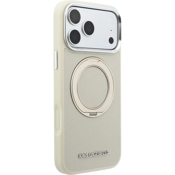 Karl Lagerfeld PU Saffiano Ring Stand MagSafe kryt iPhone 18 Pro béžový - Puzdra - Obrázok f07d0073aedf4139b2bb8007a2e4ebbf