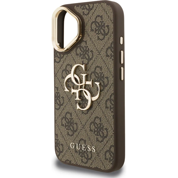 Guess PU 4G Metal Logo Stand Camera Frame kryt iPhone 16 hnedý - Puzdra - Obrázok f08a916870214026a15b895e606cb4d3