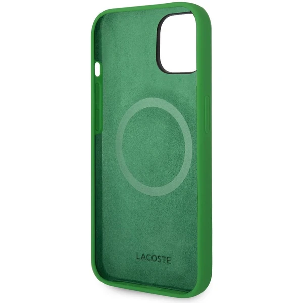 Lacoste Liquid Silicone Microfiber Croc Logo MagSafe kryt iPhone 13/14/15 zelený - Puzdra - Obrázok f0caad83e5df419f9e0144d6d20365f9