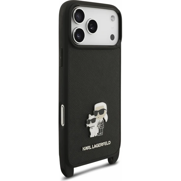 Karl Lagerfeld Saffiano Crossbody Popruh Karl and Choupette Kryt pro iPhone 18 Pro Max Black - Puzdra - Obrázok f0d0e446394c4273bbad050e0c1eb676