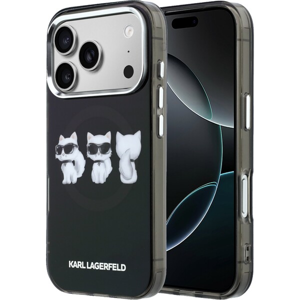 Karl Lagerfeld IML Choupette Trio Watercolor MagSafe kryt iPhone 17 Pro Max čierny - Puzdra - Hlavný obrázok