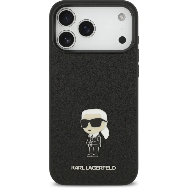 Karl Lagerfeld Fixed Glitter Metal Ikonik kryt iPhone 17 Pro Max čierny - Puzdra - Obrázok f136c56570ba4dc883944a73614fa51b