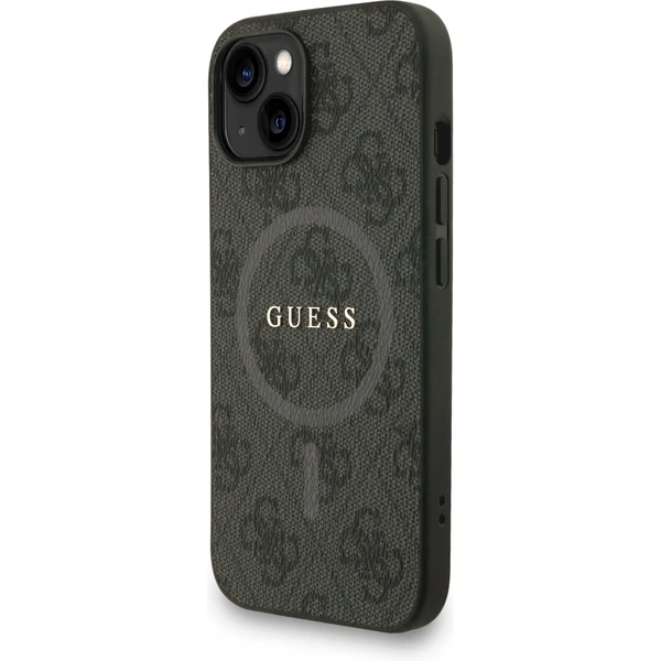Guess PU Leather 4G Colored Ring Strap MagSafe kryt iPhone 15 čierny - Puzdra - Obrázok f1466fbda1c44e64a6d528f81bed78f1