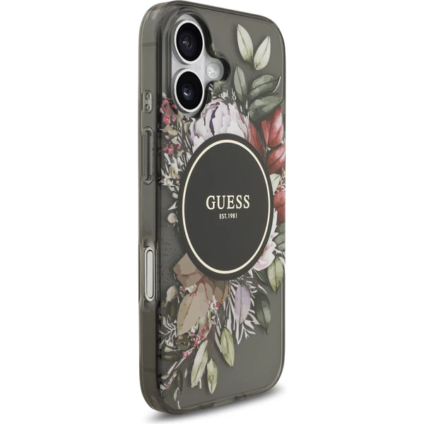 Guess IML Flowers Strap MagSafe kryt iPhone 17 čierny - Puzdra - Obrázok f173790f469845e4869ffd846ee0ae79