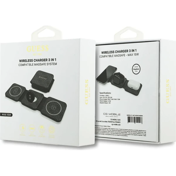 Guess PU 4G MagSafe bezdrôtová nabíjačka 3v1 čierna - Nabíjačky - Obrázok f1874a1145c548638bd967b8fba2d9a2