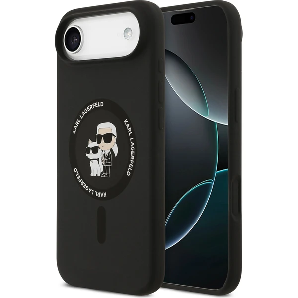 Karl Lagerfeld Liquid Silicone Karl a Choupette MagSafe kryt iPhone Air čierny - Puzdra - Hlavný obrázok