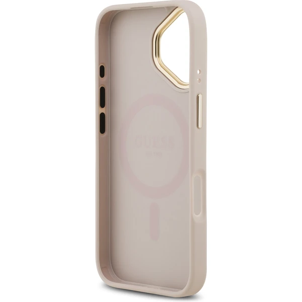 Guess PU Leather 4G Gold Frame MagSafe kryt iPhone 17 ružový - Puzdra - Obrázok f1c4ee9f787444788990f1e1f638948f