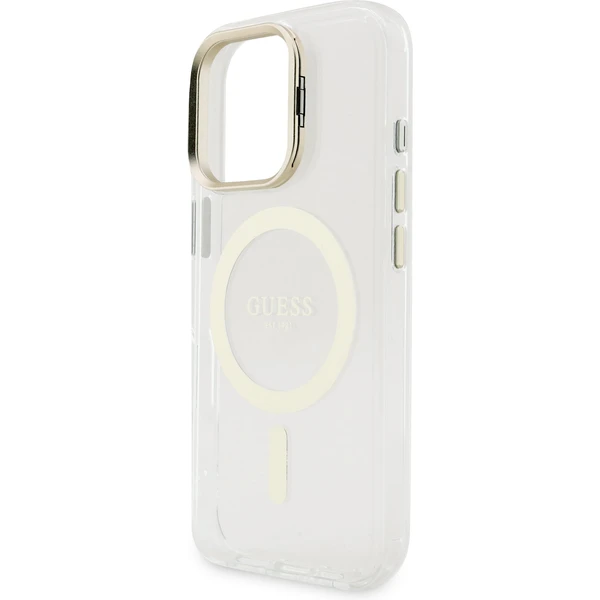 Guess PC/TPU Electroplated Stand Camera Frame MagSafe kryt s vymeniteľným pozadím iPhone 16 Pro - Puzdra - Obrázok f24ca8d8070d403db7edf140f3e49e6a