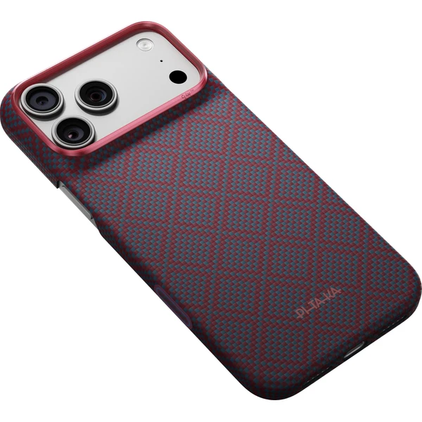Pitaka Edge Case Argyle MagSafe kryt iPhone 18 Pro Max Blue's Red - Puzdra - Obrázok f267dbace63a4ce2acad43e22390dda2