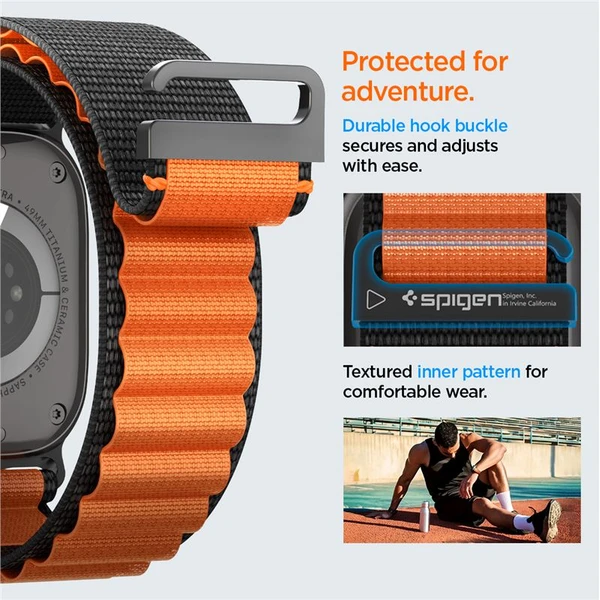 Spigen Fabric Band (hook) remienok Apple Watch 49/46/45/44mm čierny/oranžový - Remienky - Obrázok f2a28ce5411243e5b679b74e91b41bca