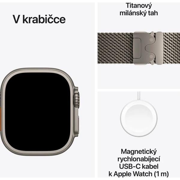 Apple Watch Ultra 4 49mm Přírodní titan s přírodně titanovým milánským tahem M - Inteligentné hodinky - Obrázok f2caf467742840369bd611133a1850f3