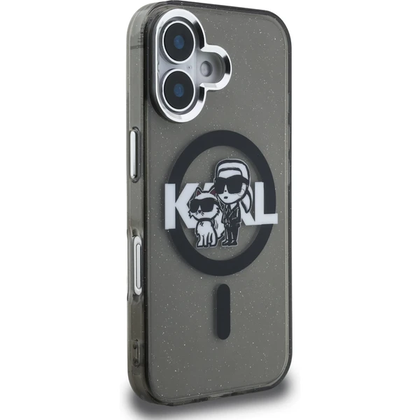 Karl Lagerfeld IML Glitter Karl and Choupette Sketch MagSafe kryt iPhone 16 čierny - Puzdra - Obrázok f2f4b17234d94d0382b86634a286d73a