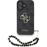 Guess PU 4G Metal Logo Strap kryt iPhone 16 čierny - Puzdra