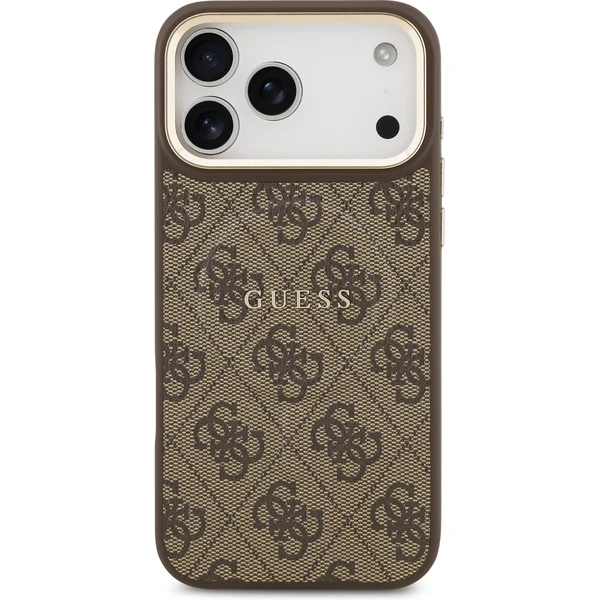 Guess PU Leather 4G Gold Frame MagSafe kryt iPhone 17 Pro Max hnedý - Puzdra - Obrázok f326da7fd2184fb78932dc3a98b42179