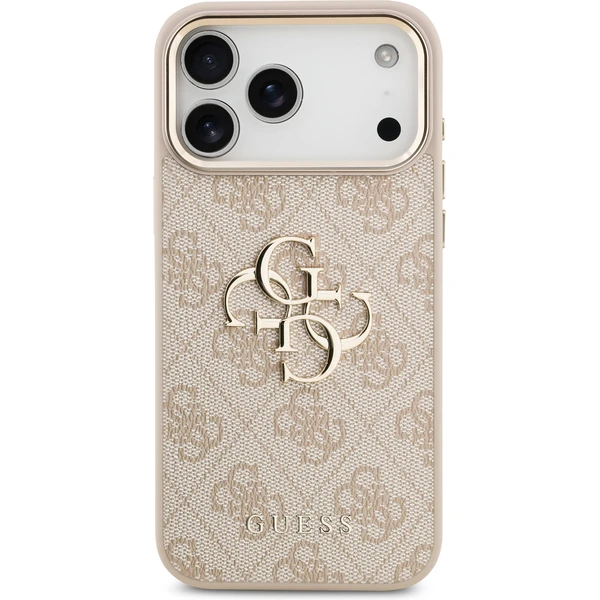 Guess PU Leather 4G Metal Logo Gold Frame MagSafe kryt iPhone 17 Pro Max ružový - Puzdra - Obrázok f35016bff8524f5dbd46c8e5bce24b5d
