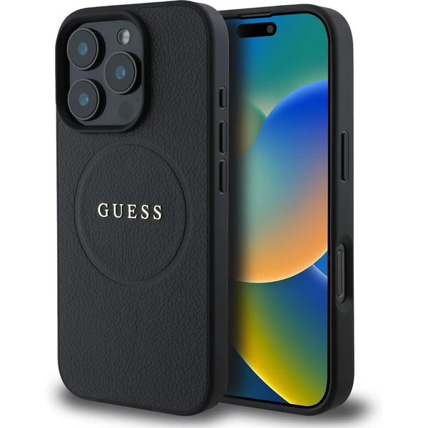 Guess PU Grained Classic Logo MagSafe kryt iPhone 16 Pro čierny - Puzdra - Hlavný obrázok