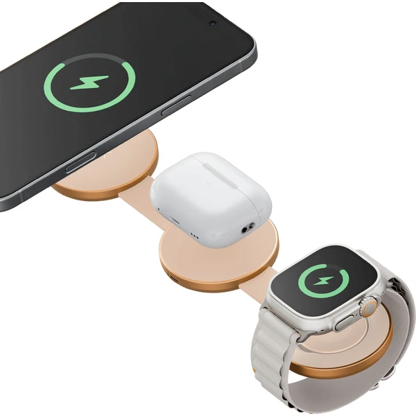 ENERGEA AluMag Trio 3v1 skladacia (Qi2) hliníková MagSafe nabíjačka 15W oranžová - Nabíjačky - Obrázok f3d97b0138914312b537c03d076e6545
