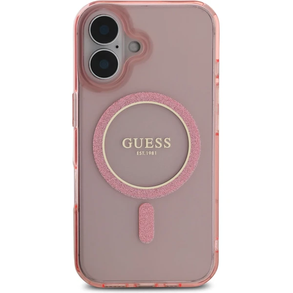 Guess IML Glitter Ring MagSafe kryt pre iPhone 16 ružový - Puzdra - Obrázok f3fcf0e9b035407999e93ab37ad90deb