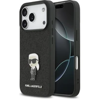 Karl Lagerfeld Fixed Glitter Metal Ikonik kryt iPhone 17 Pro čierny - Puzdra