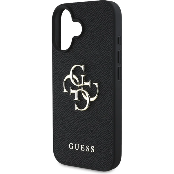Guess PU Grained 4G Metal Logo kryt iPhone 16 čierny - Puzdra - Obrázok f46489b85dad477eba1359a137ee3d3a