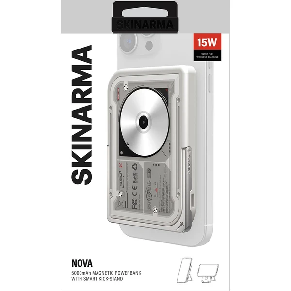 SKINARMA Nexus Nova MagSafe powerbanka so stojanom, USB-C, PD (5000 mah) svetlo šedá - Powerbanky - Obrázok f4a35dca046e4509bfe8d82f097cfdb7