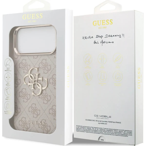 Guess PU Leather 4G Metal Logo Gold Frame Zadný Kryt pre iPhone 18 Pro Max Pink - Puzdra - Obrázok f4a9124cd0894a718bf0b15b30492ea8