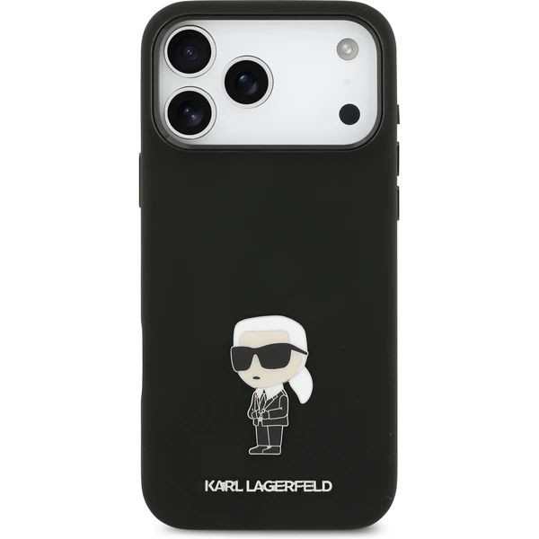 Karl Lagerfeld Liquid Silicone Metal Ikonik kryt iPhone 17 Pro Max čierny - Puzdra - Obrázok f4bc942cad1648e88aa4c01caf3f01e8