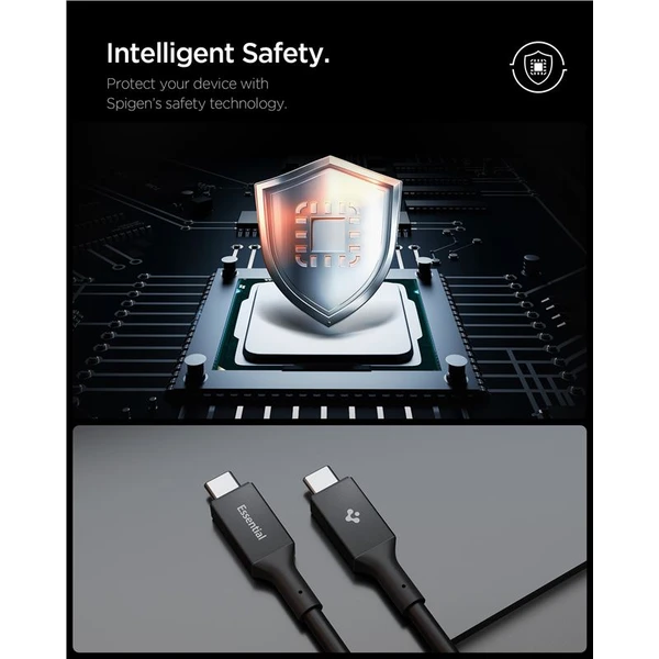 Spigen Essential USB-C/USB-C napájací kábel 100W 1m čierny - Káble a redukcie - Obrázok f4c0e31dbff44b8998011e8da87b492b