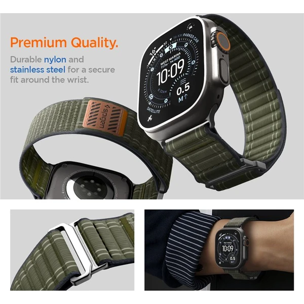 Spigen Fabric Band remienok (suchý zips) Apple Watch 49/46/45/44mm zelený - Remienky - Obrázok f52adf886be74bb69dd731d3a5d9ef58