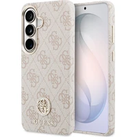 Guess PU koža 4G Strass Logo zlatý rám magnetický kryt Samsung Galaxy S26 ružový - Puzdra