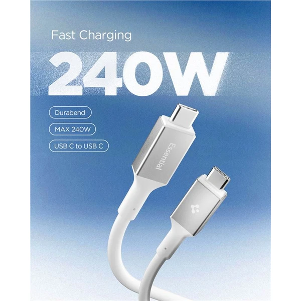 Spigen Essential USB-C/USB-C napájací kábel 240W 1,2m biely - Káble a redukcie - Obrázok f545abfe882743949db885e8e2d20a05