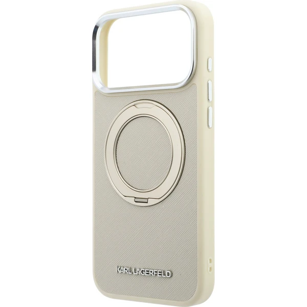 Karl Lagerfeld PU Saffiano Ring Stand MagSafe kryt iPhone 18 Pro Max béžový - Puzdra - Obrázok f58a43f1793047a29213fcf7bfb53a75